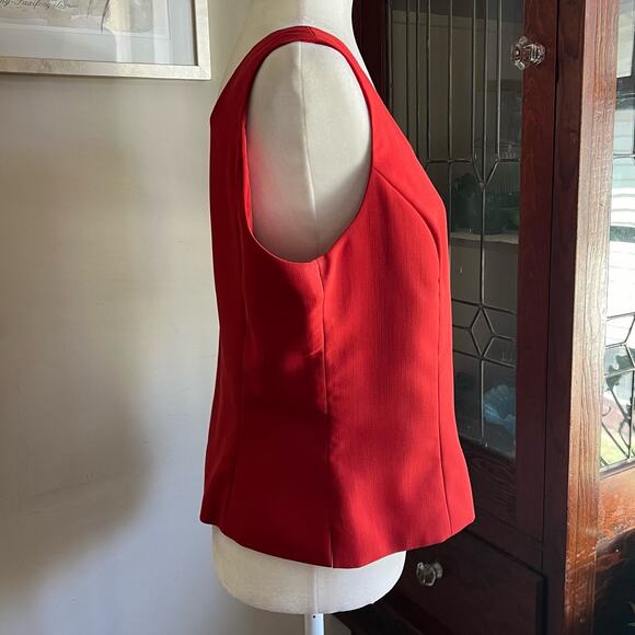 90s Vintage Kasper Red Cropped Tank Blouse Size 12 Side Zip Scoop Neck Coquette - Picture 3 of 15